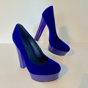 Rachel Zoe Leila New velvet indigo purple platform high heel size 6